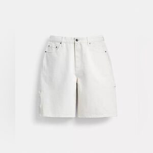 COACH NWOT White Longline Bermuda Baggy White Cotton Jean Shorts - Size 38